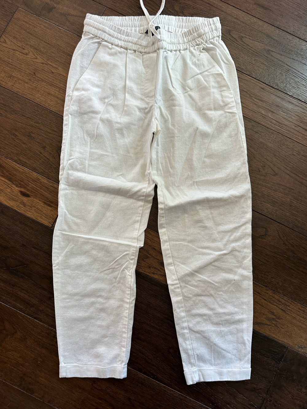 J.Crew Women’s White Linen Elastic-Waist Casual Pants- size 2